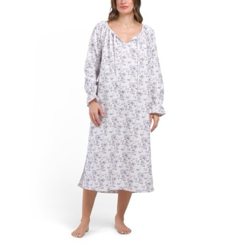 Floral Print Long Sleeve Nightgown